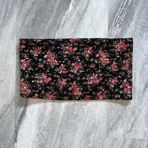 Floral black lace tube top crop top bandeau size large